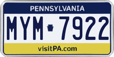 PA license plate MYM7922