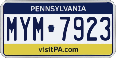 PA license plate MYM7923