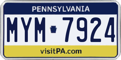 PA license plate MYM7924