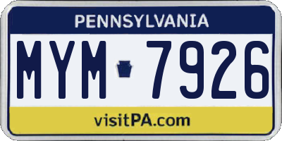 PA license plate MYM7926