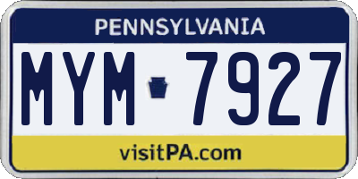 PA license plate MYM7927