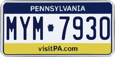 PA license plate MYM7930