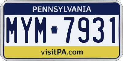PA license plate MYM7931