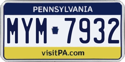 PA license plate MYM7932