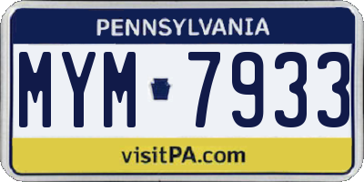 PA license plate MYM7933