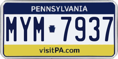 PA license plate MYM7937