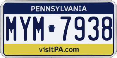 PA license plate MYM7938