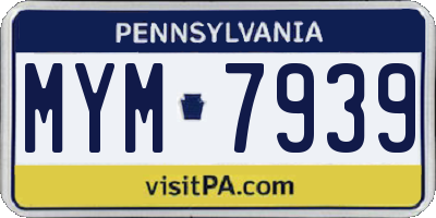 PA license plate MYM7939