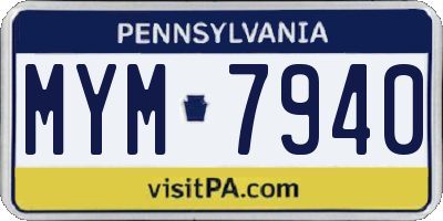 PA license plate MYM7940