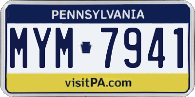 PA license plate MYM7941