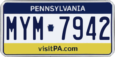 PA license plate MYM7942