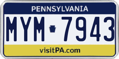 PA license plate MYM7943