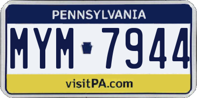 PA license plate MYM7944