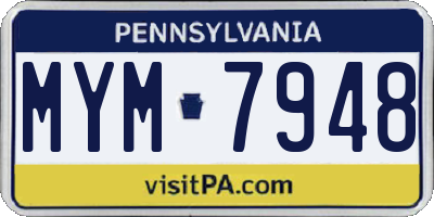 PA license plate MYM7948