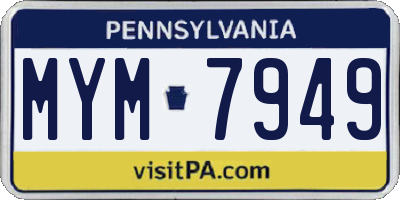 PA license plate MYM7949