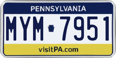 PA license plate MYM7951