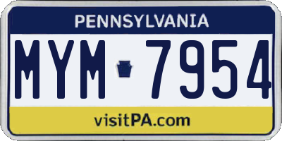 PA license plate MYM7954