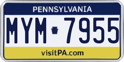 PA license plate MYM7955