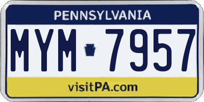 PA license plate MYM7957
