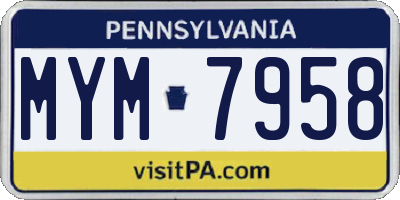 PA license plate MYM7958
