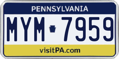 PA license plate MYM7959