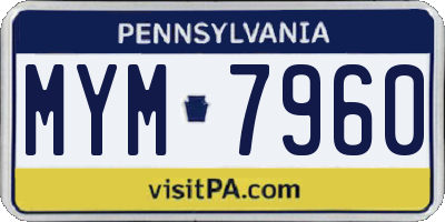 PA license plate MYM7960