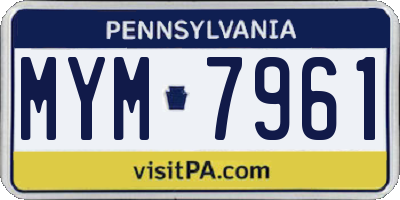 PA license plate MYM7961