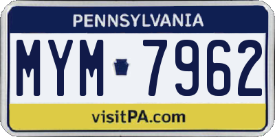 PA license plate MYM7962