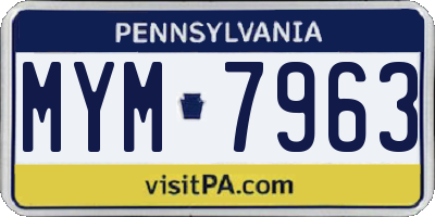 PA license plate MYM7963