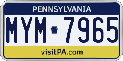 PA license plate MYM7965