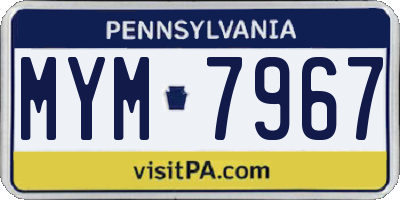 PA license plate MYM7967