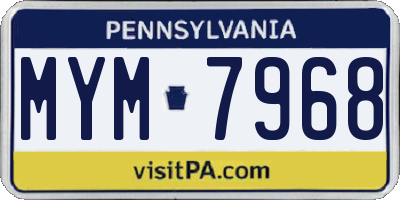 PA license plate MYM7968