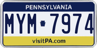 PA license plate MYM7974