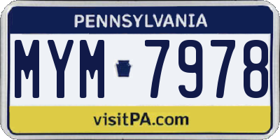 PA license plate MYM7978