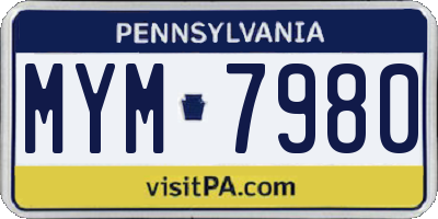 PA license plate MYM7980
