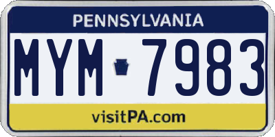 PA license plate MYM7983