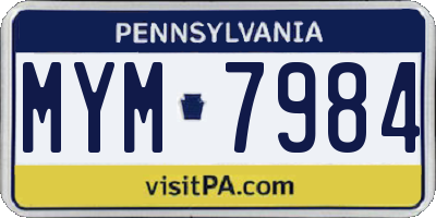 PA license plate MYM7984