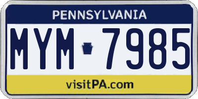 PA license plate MYM7985