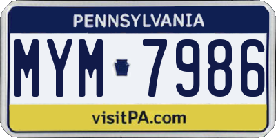 PA license plate MYM7986