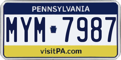 PA license plate MYM7987