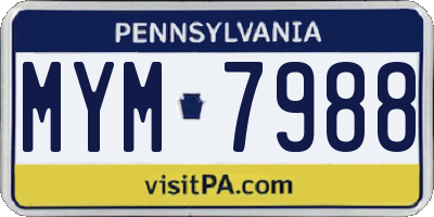 PA license plate MYM7988