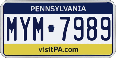 PA license plate MYM7989