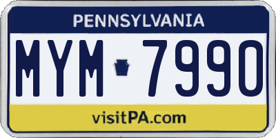 PA license plate MYM7990