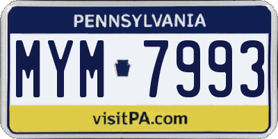 PA license plate MYM7993