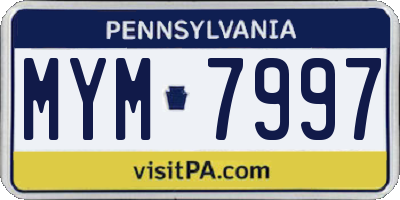 PA license plate MYM7997