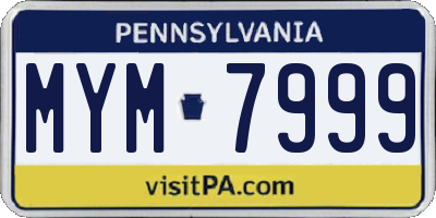 PA license plate MYM7999