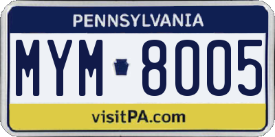 PA license plate MYM8005