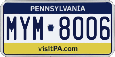 PA license plate MYM8006