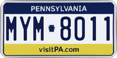 PA license plate MYM8011