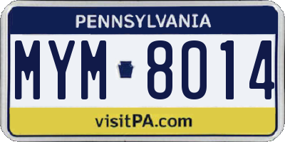PA license plate MYM8014